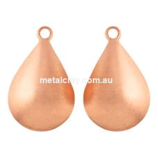 Copper Domed Teardrop with Rings Small x 2  